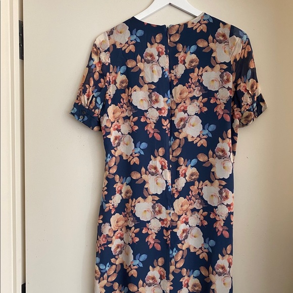 J. Crew Blue Antique Floral Silk Dress - Picture 2 of 6